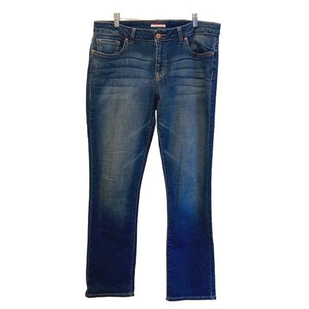 Tommy Hilfilger Women's Stretch Whisker Denim Straight Jeans Dark Blue Size 12R‎